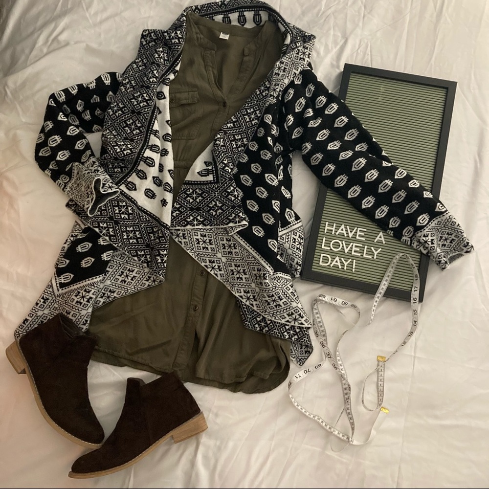 Asymmetrical Rectangle Open Cardigan Sweater - image 1